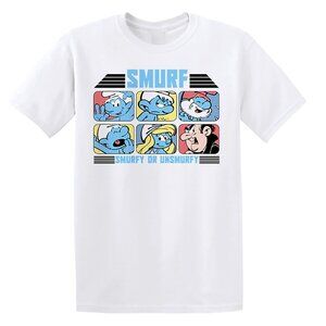 Smurfs T-Shirt Smurfy Or Unsmurfy Vintage Cartoon Graphic Fan Retro Tee 92